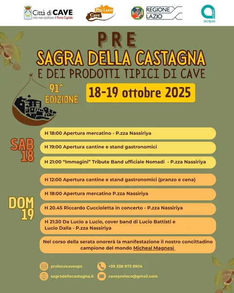 Programma eventi della Pre-sagra 2025 a Cave